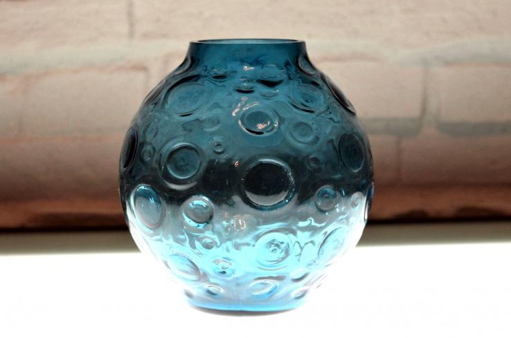 Vintage Glasvase blau Kugelvase